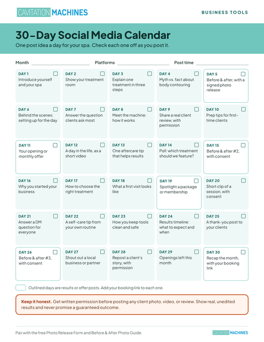 Shape Tactics 30-Day Social Media Calendar
