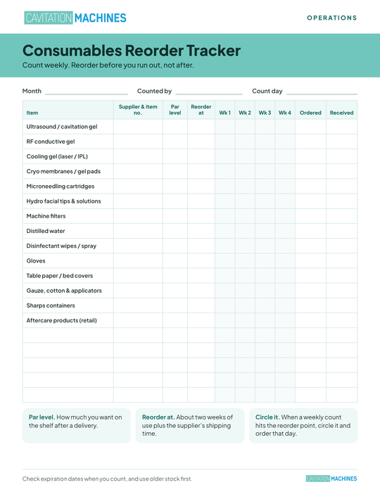 Shape Tactics Consumables Reorder Tracker