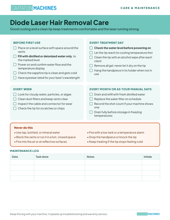 Shape Tactics Diode Laser Care Guide