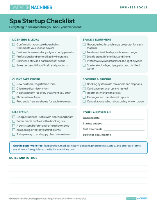 Shape Tactics Spa Startup Checklist