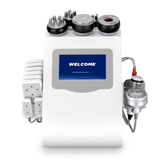 Shape Tactics 10-in-1 40K cavitation and RF body contouring machine – front view of the touchscreen console