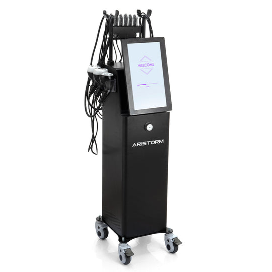 Shape Tactics 6-in-1 S-Shape 30K 3D cavitation body sculpting machine – front view of the vertical black console