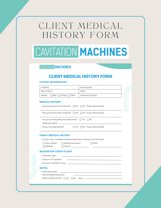 Shape Tactics Client Medical History Form - Cavitation Machines
